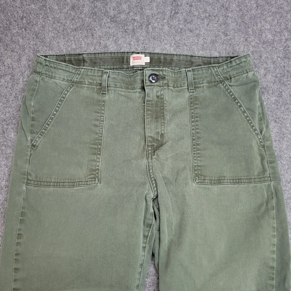 Levis Pants Womens 12 Green Casual Mid Rise Comfort Fit Straight Leg Preppy